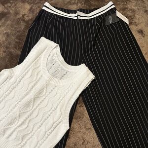 Black and white trouser set
